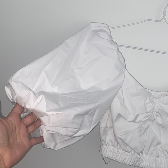 NWT Jason Wu Cropped White Puff Sleeve Sweetheart Top - Picture 4 of 8